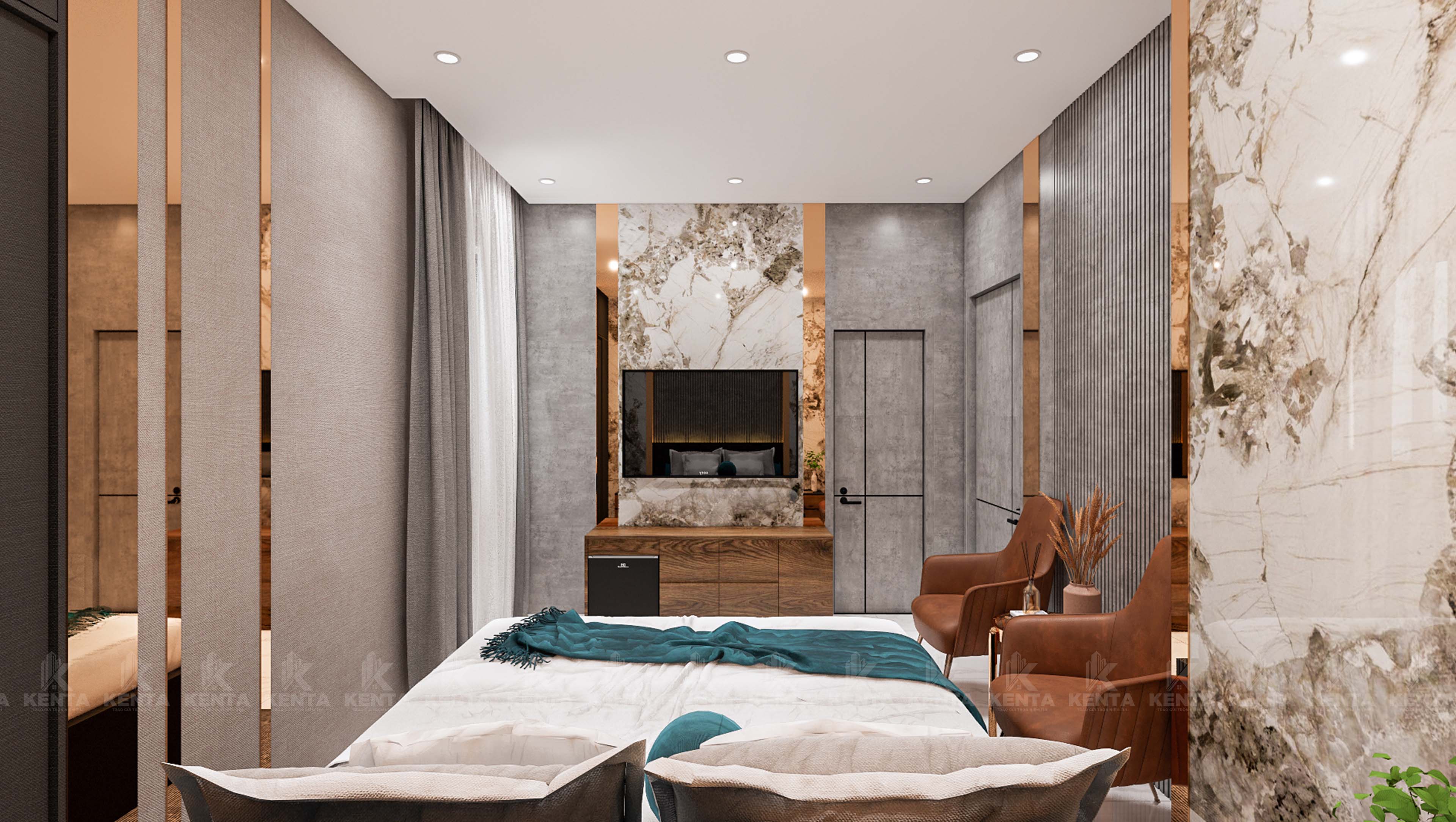 Công trình nội thất phòng đơn khách sạn Luxury Hotel